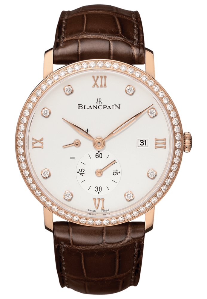 Blancpain Villeret Ultraplate Power Reserve Red Gold Diamond Alligator Men's Watch - 6606 2987 55B