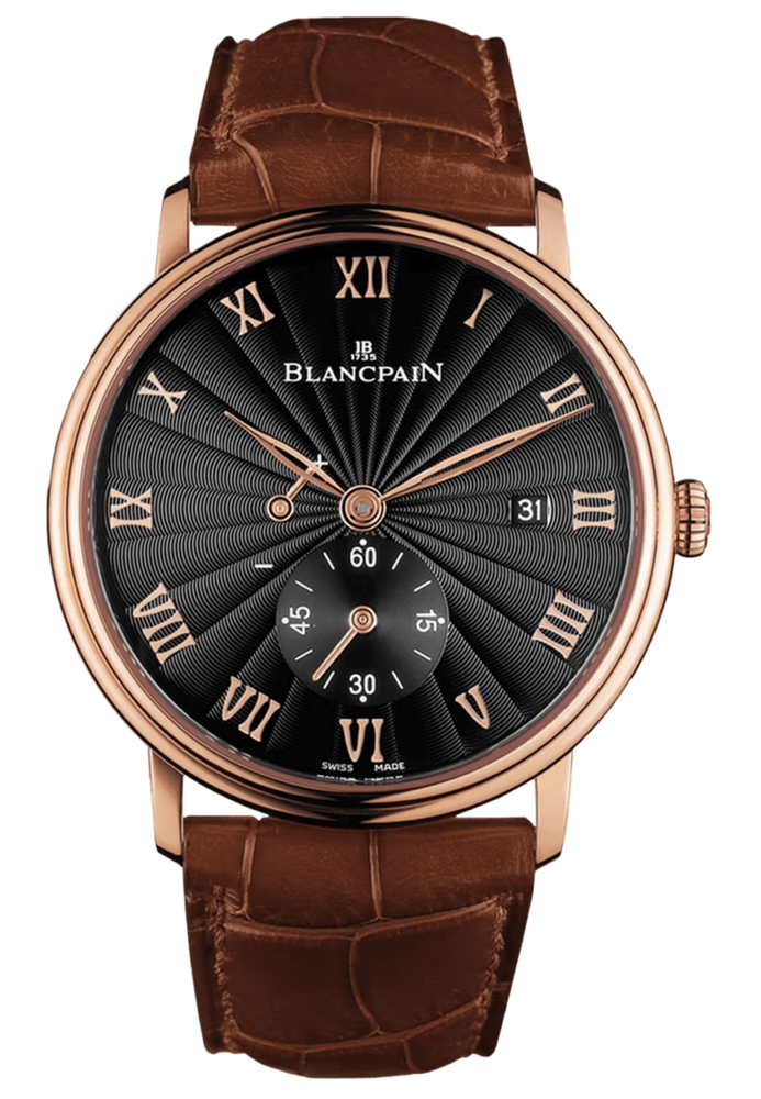 Blancpain Villeret Ultraplate Power Reserve Red Gold Black Dial Alligator Men's Watch - 6606 3630 55B
