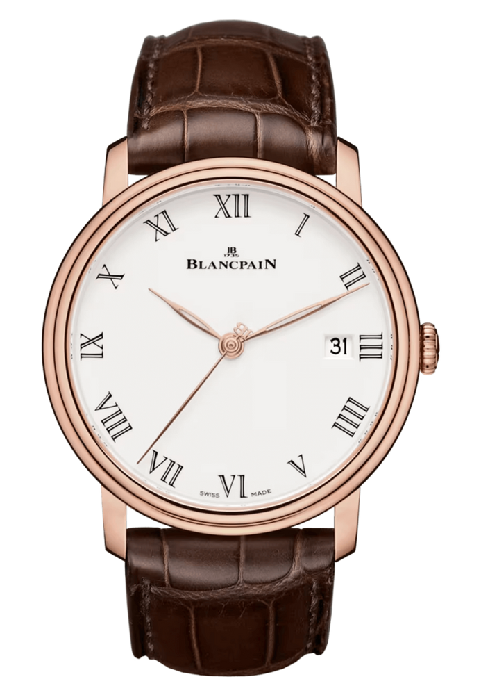 Blancpain Villeret 8 Jours Opaline Red Gold Alligator Men's Watch - 6630 3631 55B