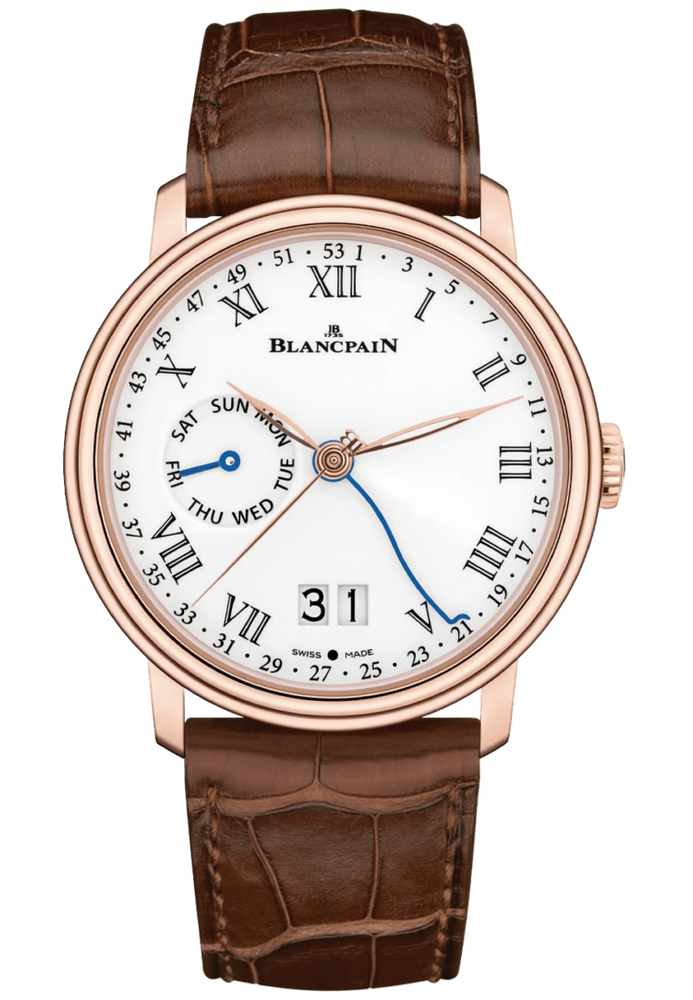Blancpain Villeret Semainier Grande Date 8 Jours Red Gold Alligator Men's Watch - 6637 3631 55A