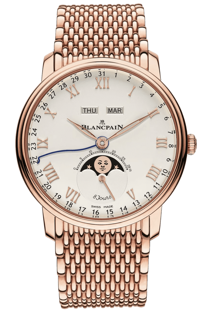 Blancpain Villeret Quantieme Complet 8 Jours Opaline Red Gold Men's Watch - 6639 3642 MMB