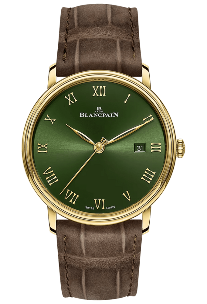 Blancpain Villeret Extraplate 40mm Green Dial Yellow Gold Alligator Men's Watch - 6651 1453 55A