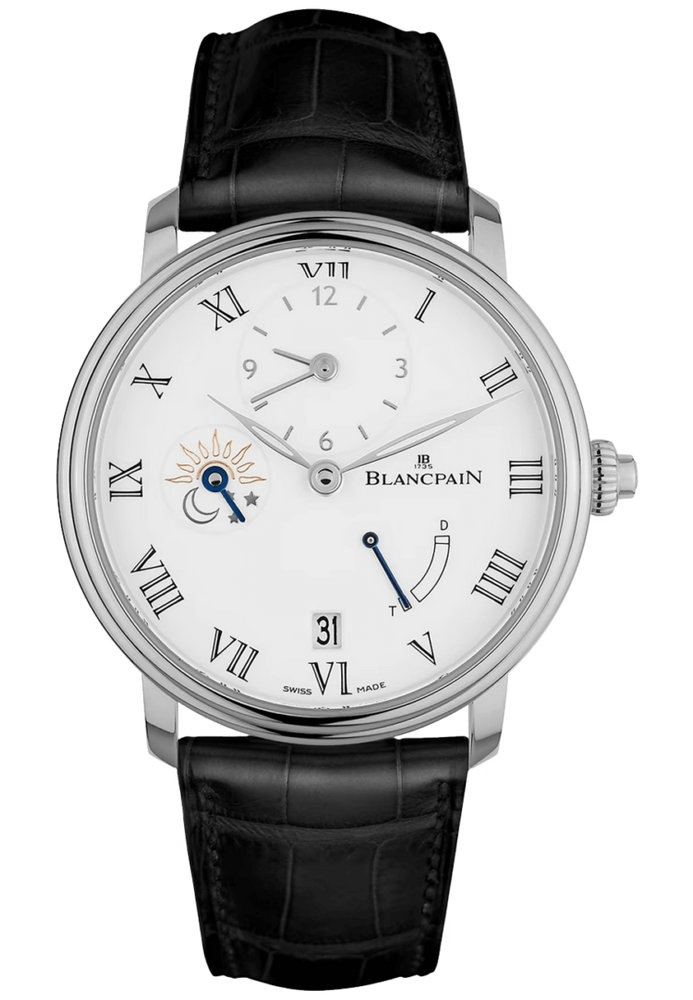 Blancpain Villeret Demi-Fuseau Horaire 8 Jours White Gold Alligator Men's Watch - 6661 1531 55B