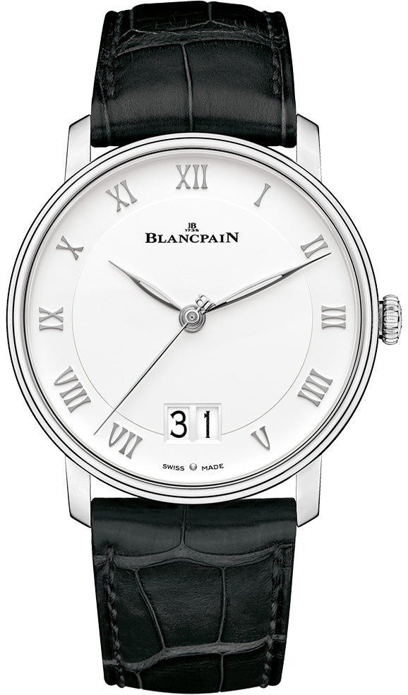 Blancpain Villeret Grand Date Steel Black Alligator Men's Watch - 6669 1127 55B