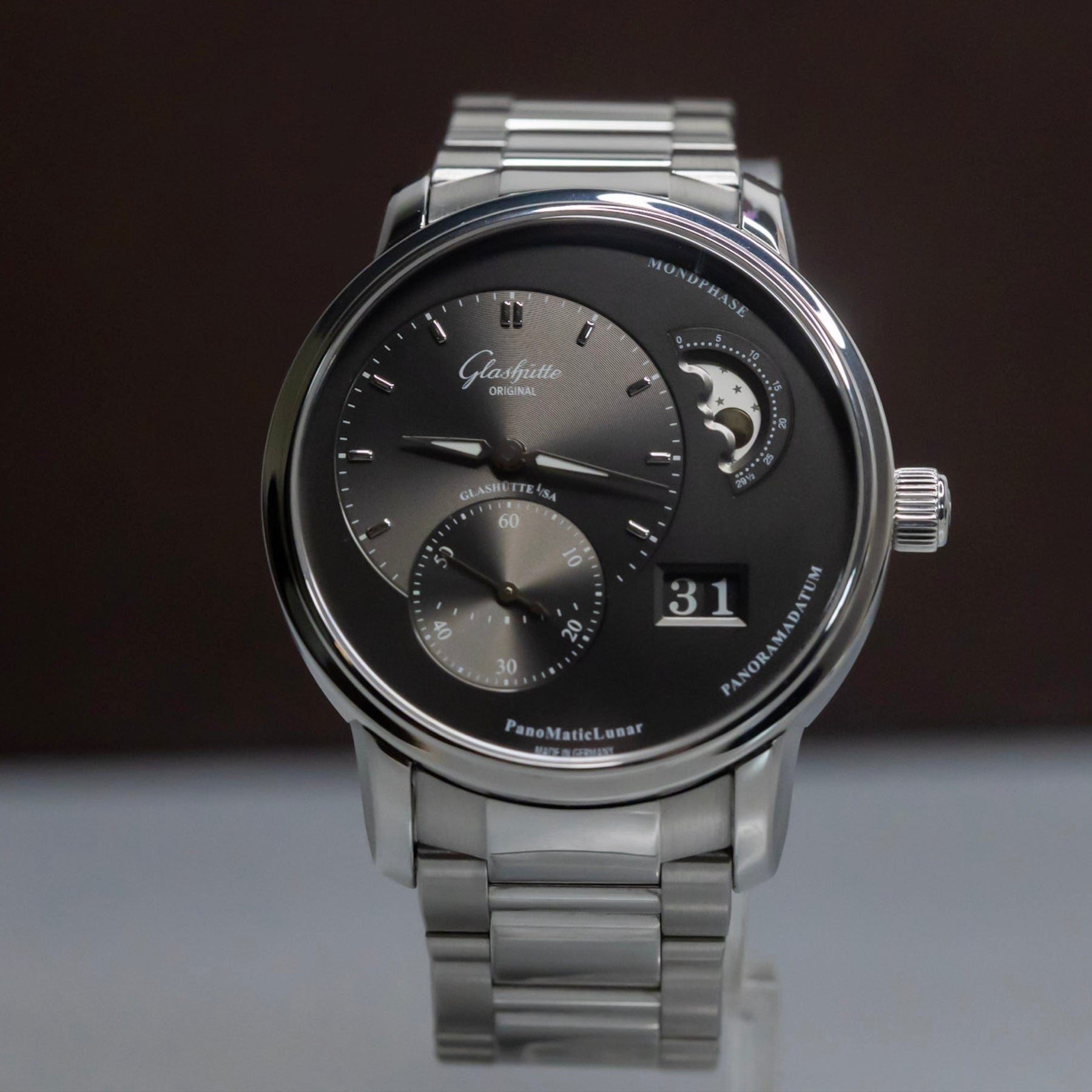 Glashütte Original PanoMaticLunar 1-90-02-43-32-24 Grey Dial 40mm Automatic Big Date