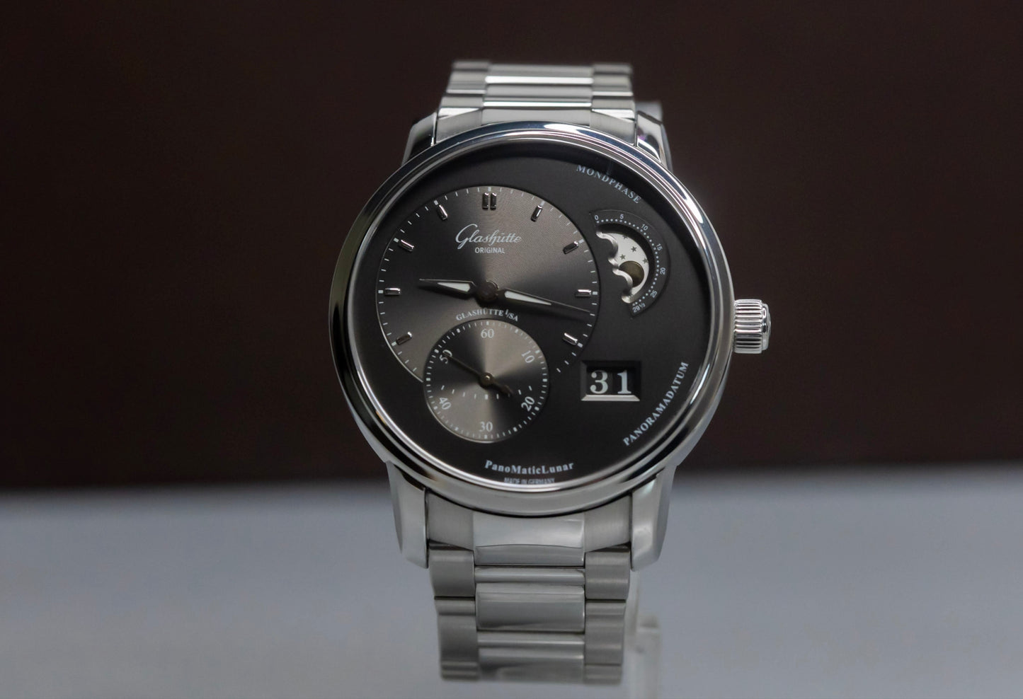 Glashütte Original PanoMaticLunar 1-90-02-43-32-24 Grey Dial 40mm Automatic Big Date