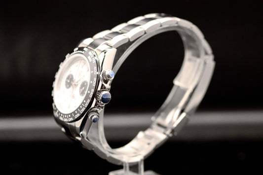 KWC Big Eye Chrono watch side view showcasing sleek design and chronograph features.