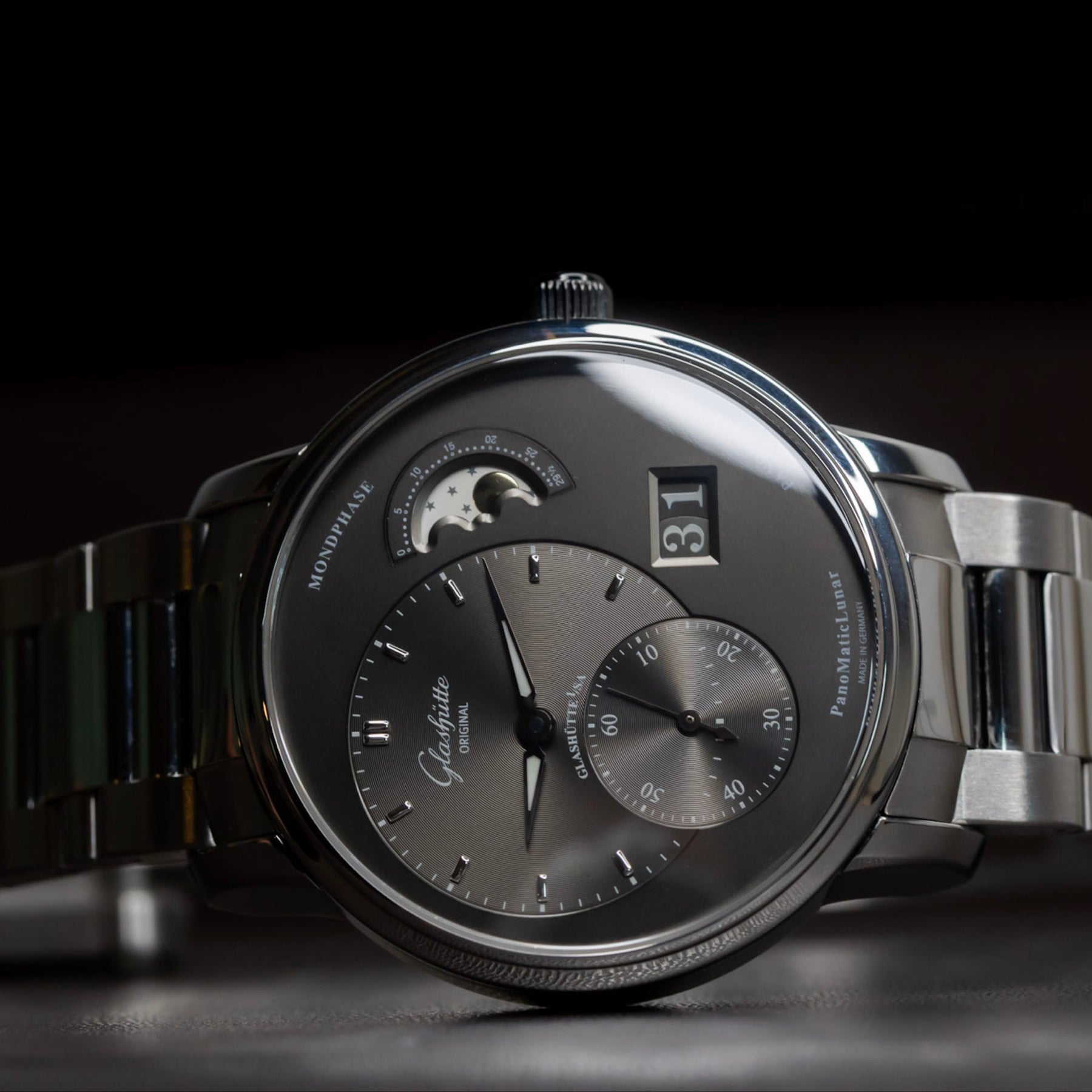 Glashütte Original PanoMaticLunar 1-90-02-43-32-24 Grey Dial 40mm Automatic Big Date