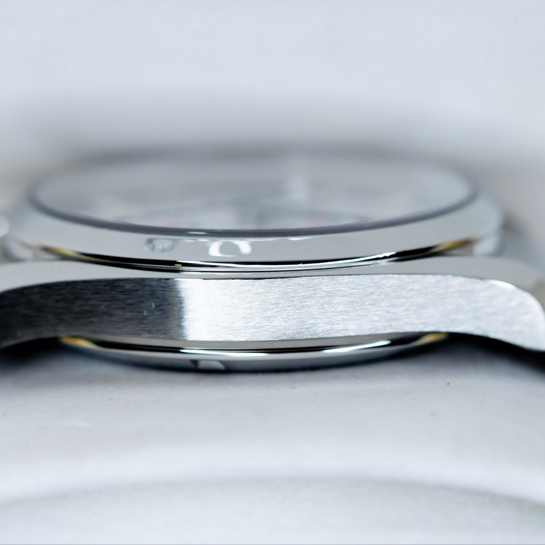 2018 Omega Seamaster Aqua Terra watch side view showcasing polished case and detailed craftsmanship.