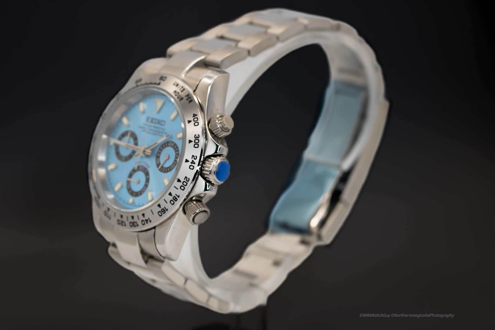 Seikomod Silver Daytona - Ice Blue dial image 2