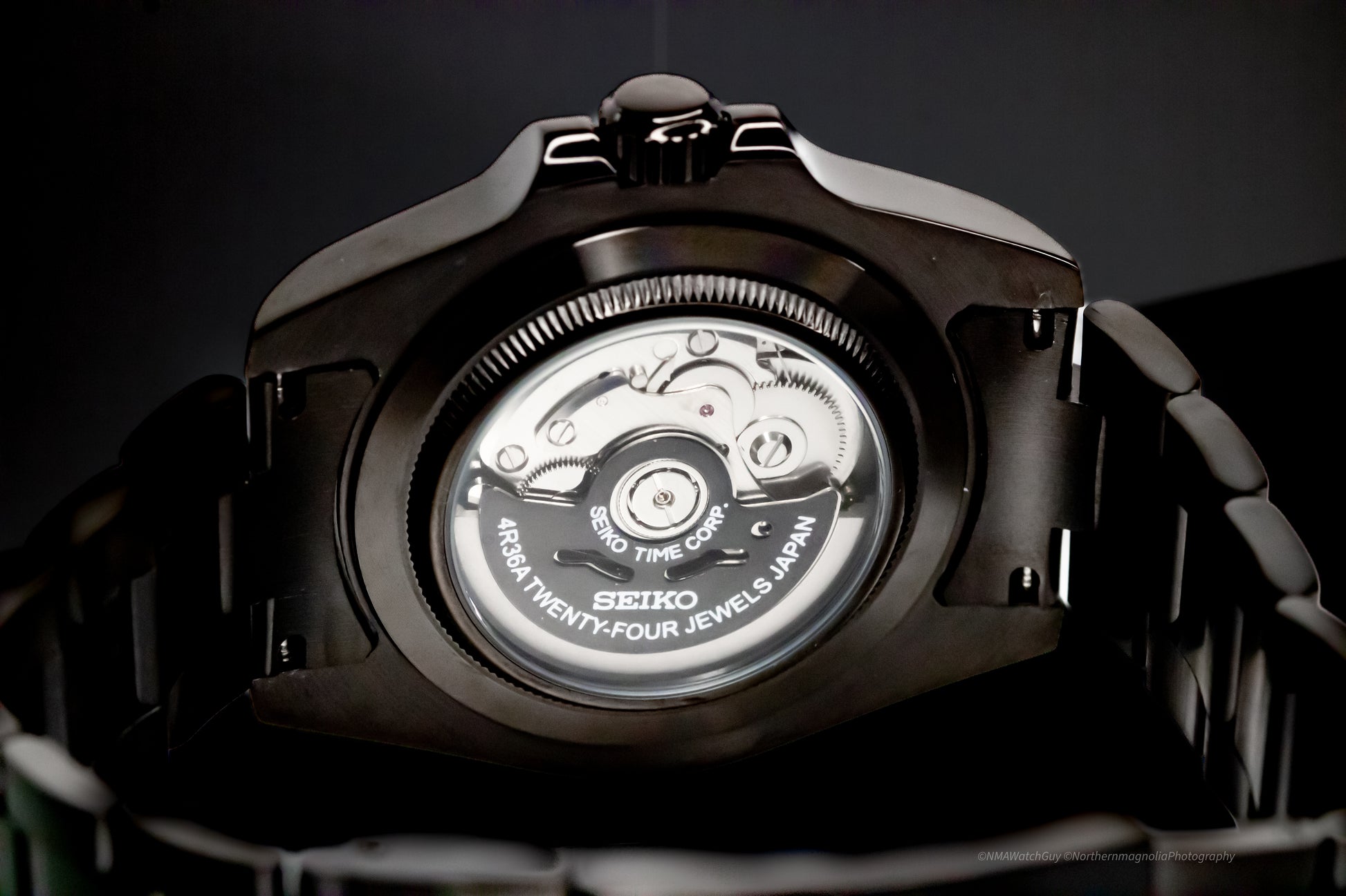 Black Seikomod Explorer II GMT image 4