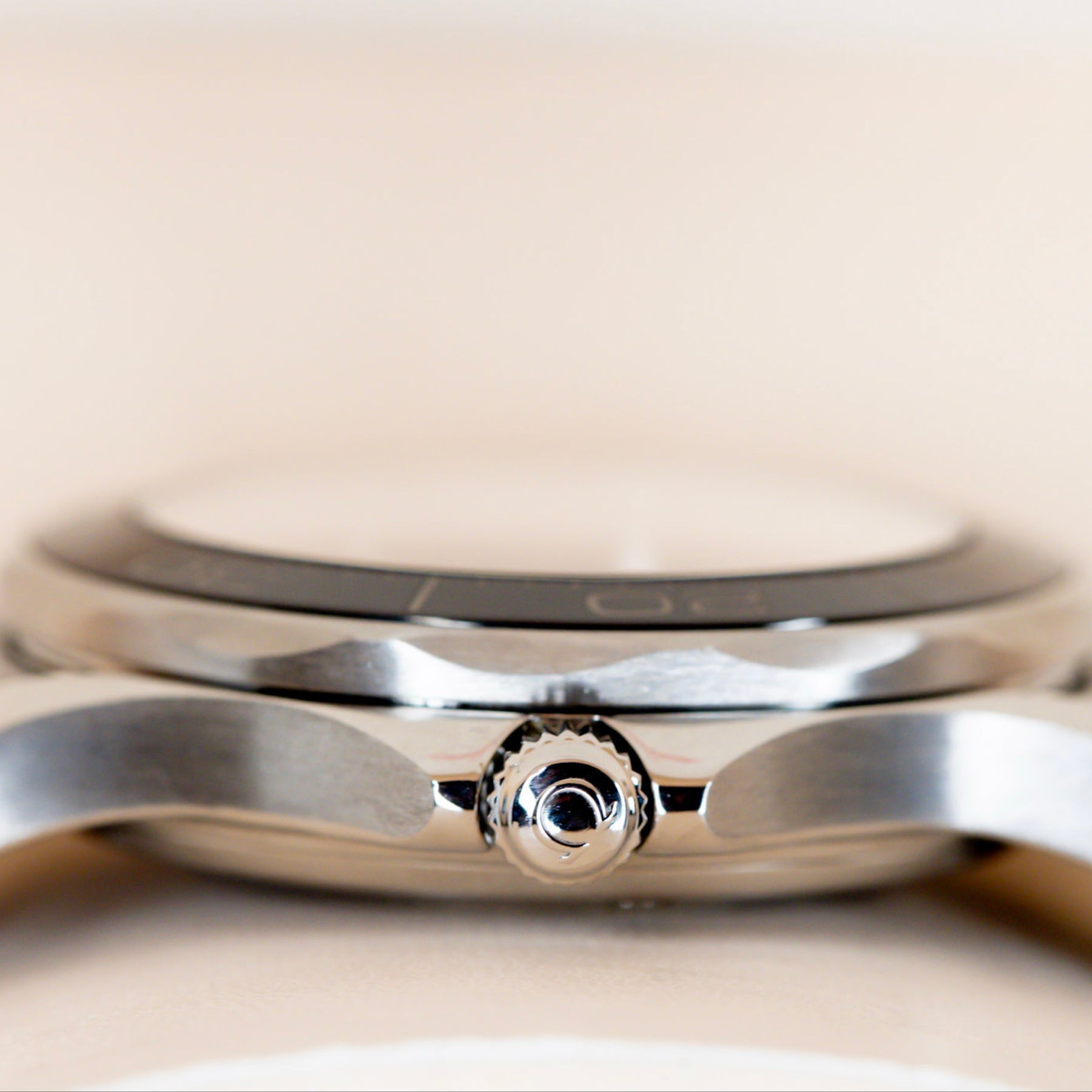 2018 Omega Seamaster Diver watch showcasing the side profile and crown detail of the stainless steel case.