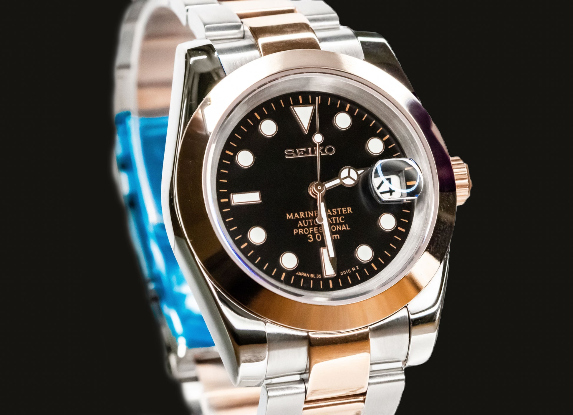 Seikomod Black and Gold Two Tone DateJust_Smooth Bezel image 2