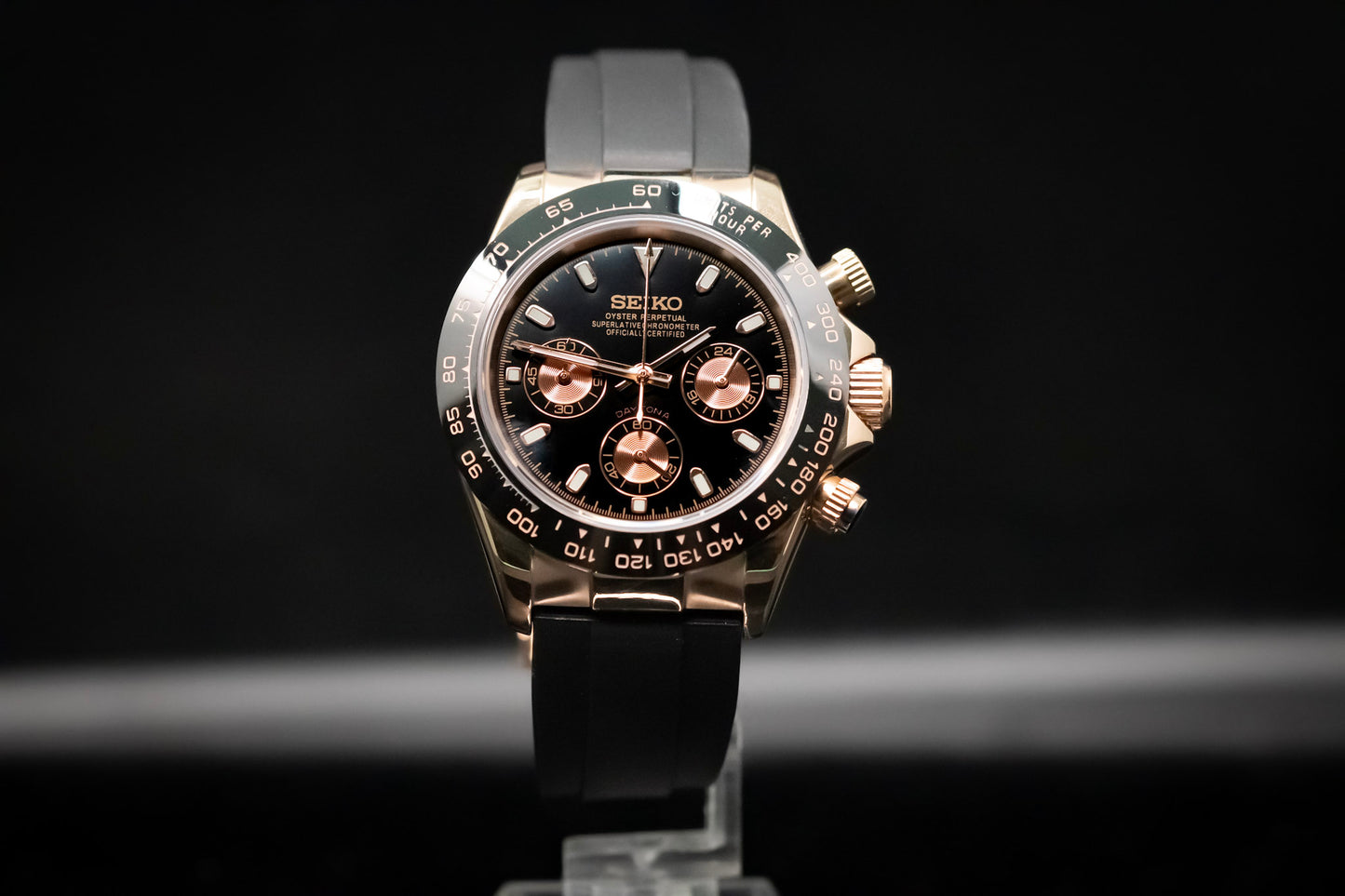 Seikomod Daytona negro y dorado