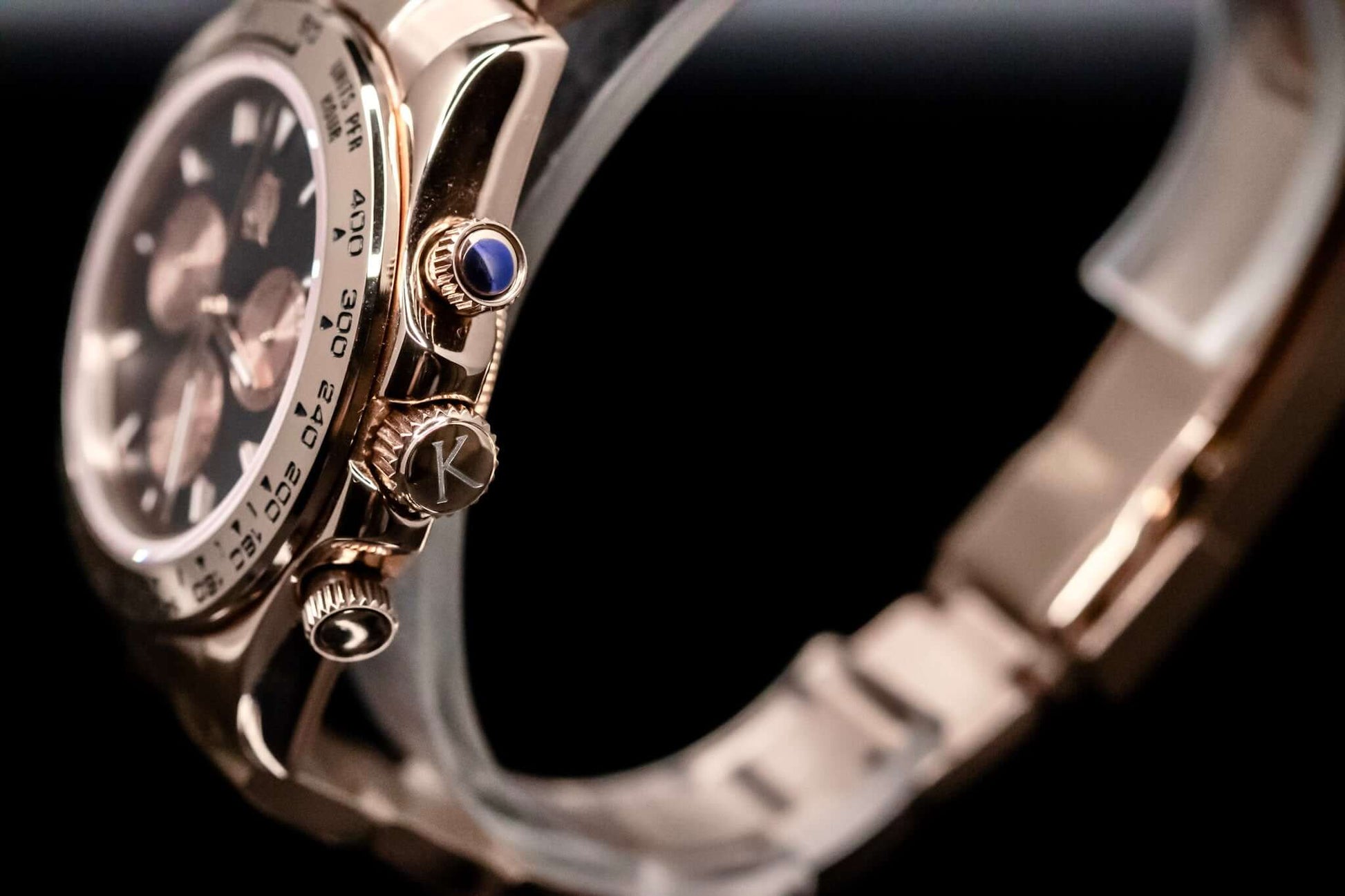 Kingdom 7750 Automatic Chronograph in rose gold with detailed pushers and intricate design, showcasing precision and luxury.