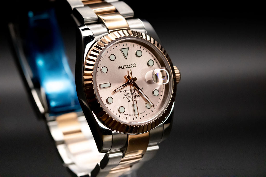 Pink TwoTone DateJust Seikomod image 2