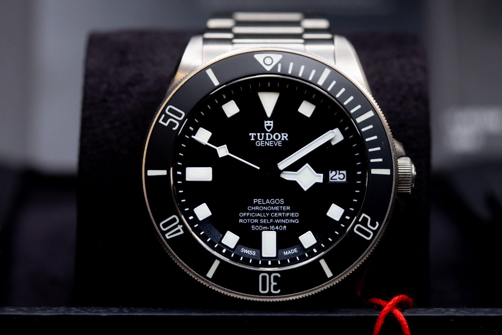 Tudor Pelagos dive watch featuring 500-meter water resistance and titanium bracelet for extreme underwater conditions.