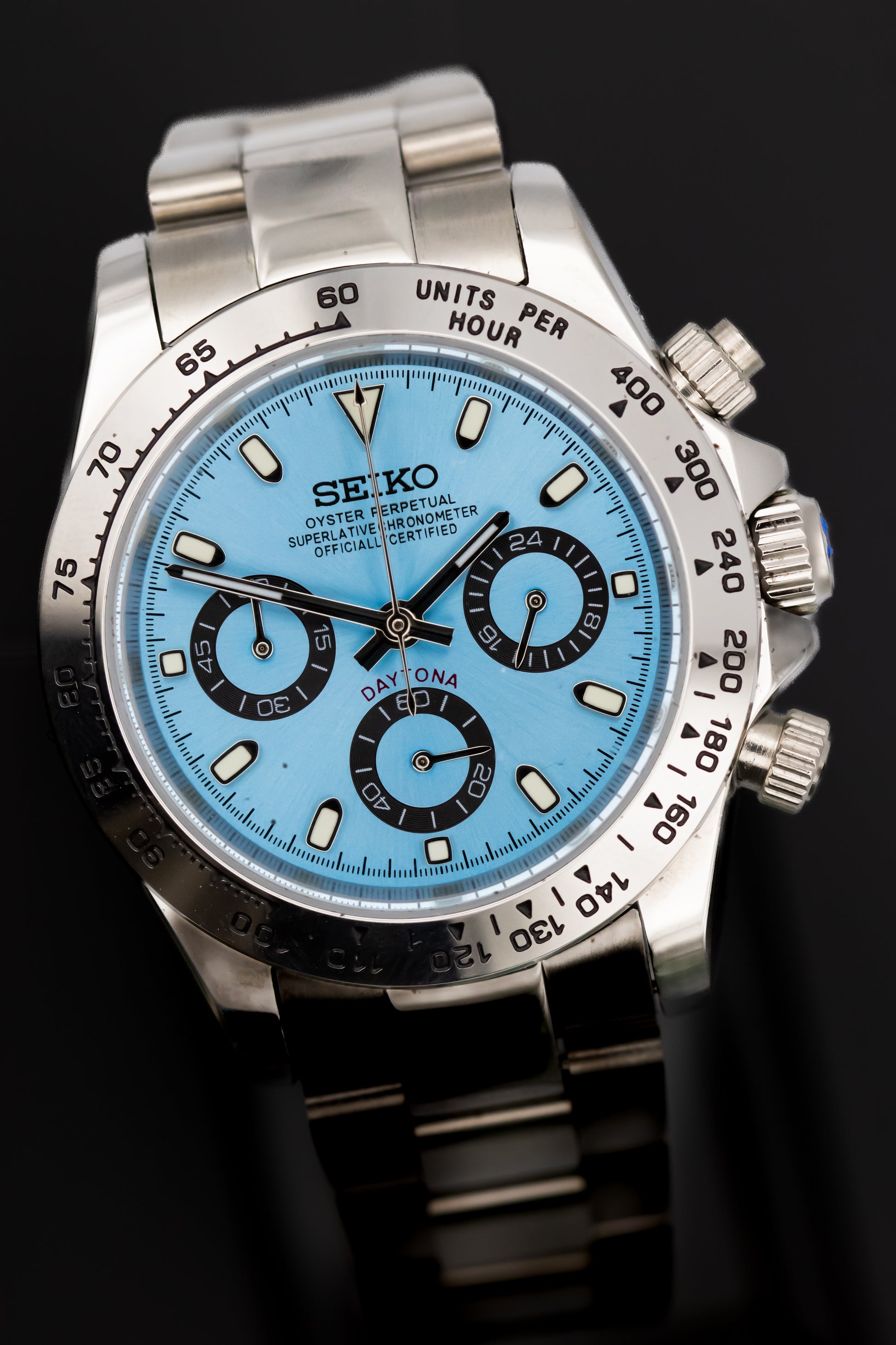 Seikomod Silver Daytona - Ice Blue dial image 4