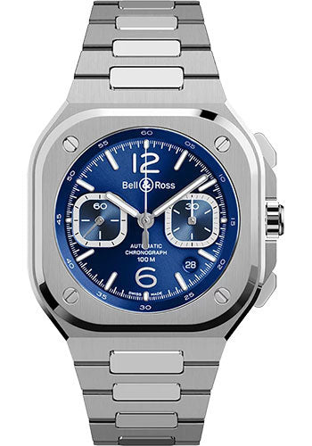 Bell & Ross Br_05 Chrono Blue Steel - Steel Bracelet