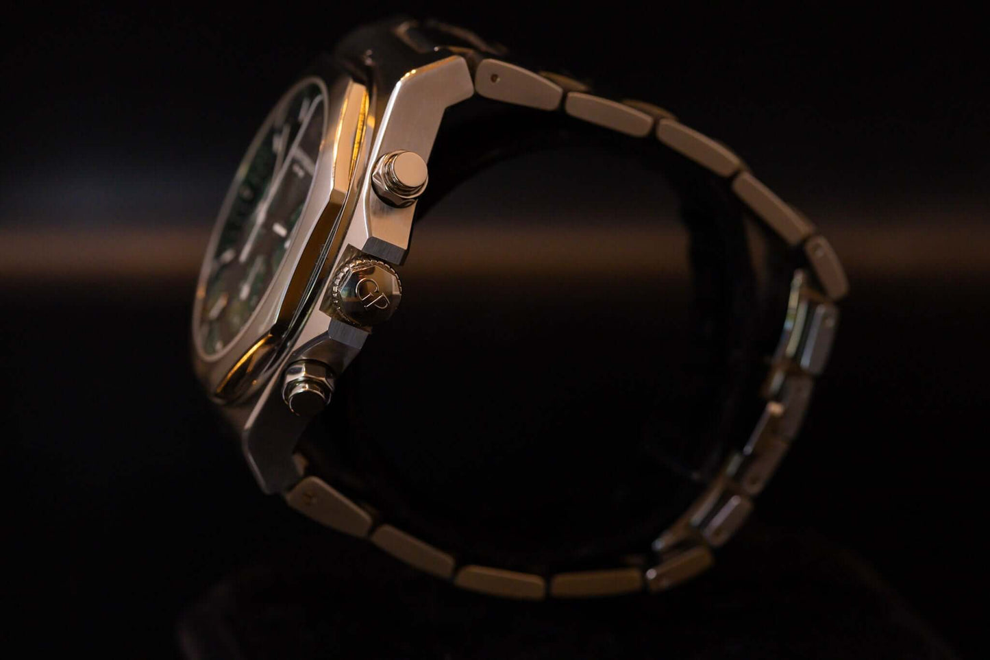 Girard Perregaux Laureato Chronograph 42mm Limited Edition showcasing stainless steel case and black leather strap.