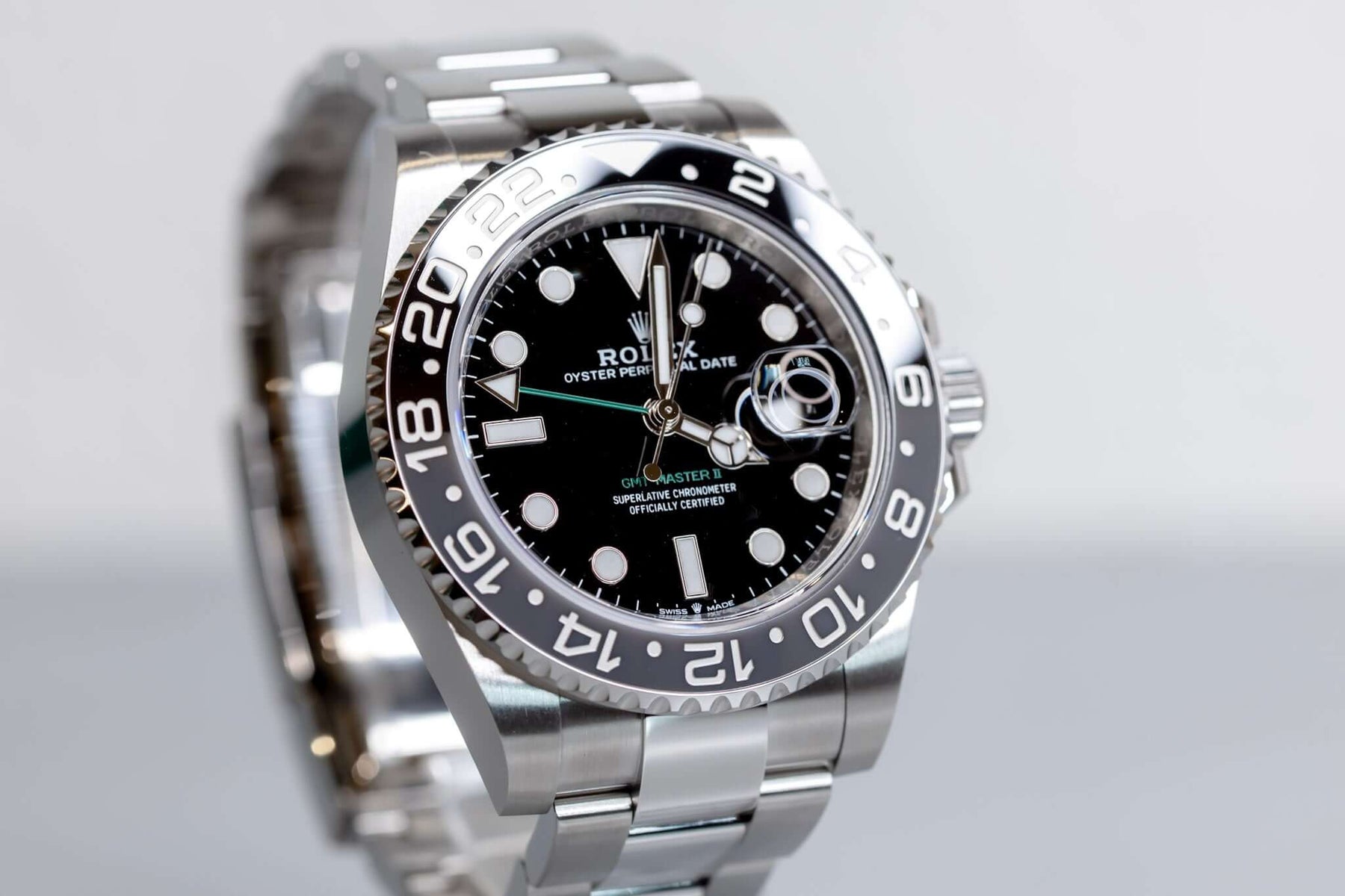 2025 Rolex GMT-Master II Bruce Wayne watch with black dial and Cerachrom bezel, showcasing elegance and sportiness.