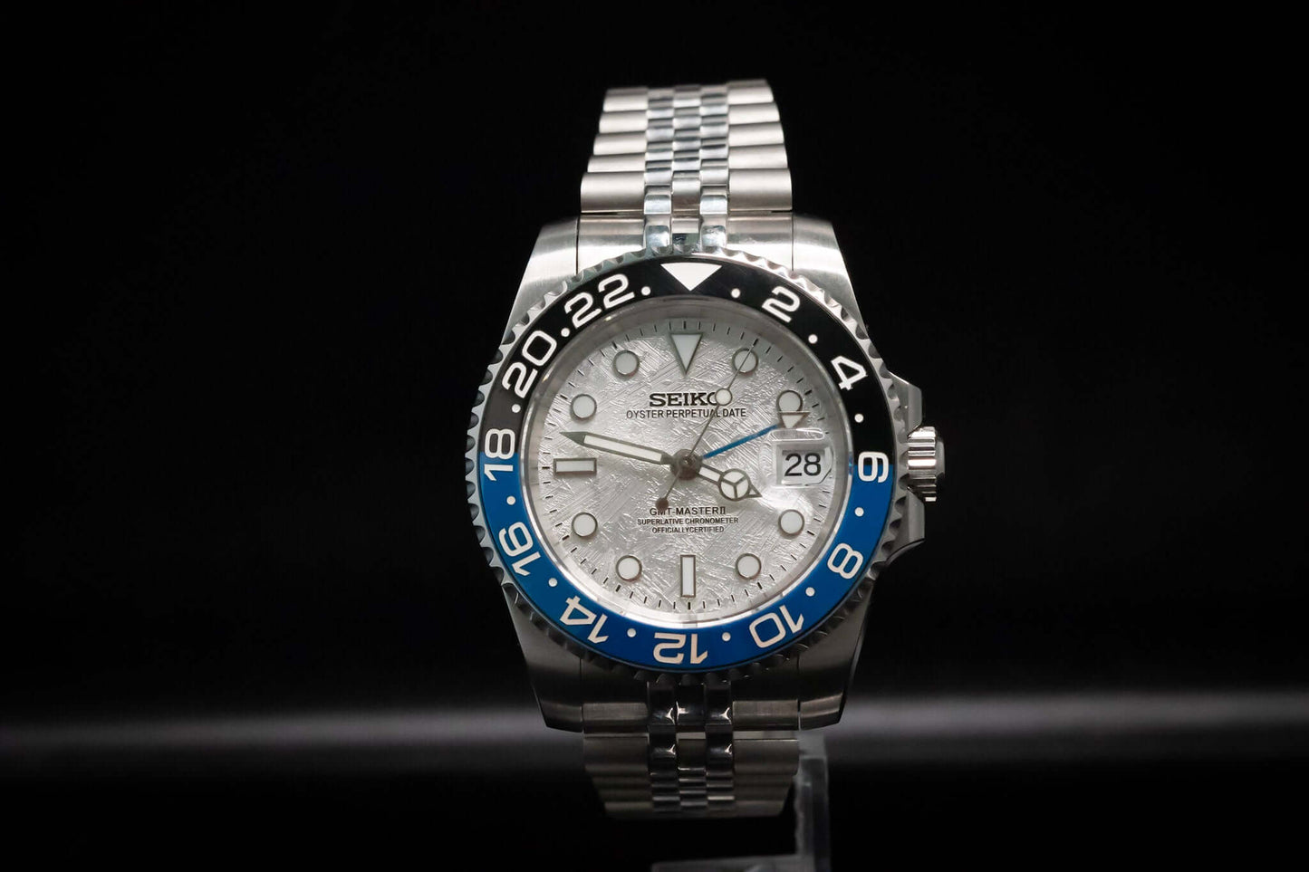 Seiko Mod “Batman” GMT – Meteorite Dial, Ceramic Bezel, Automatic Watch