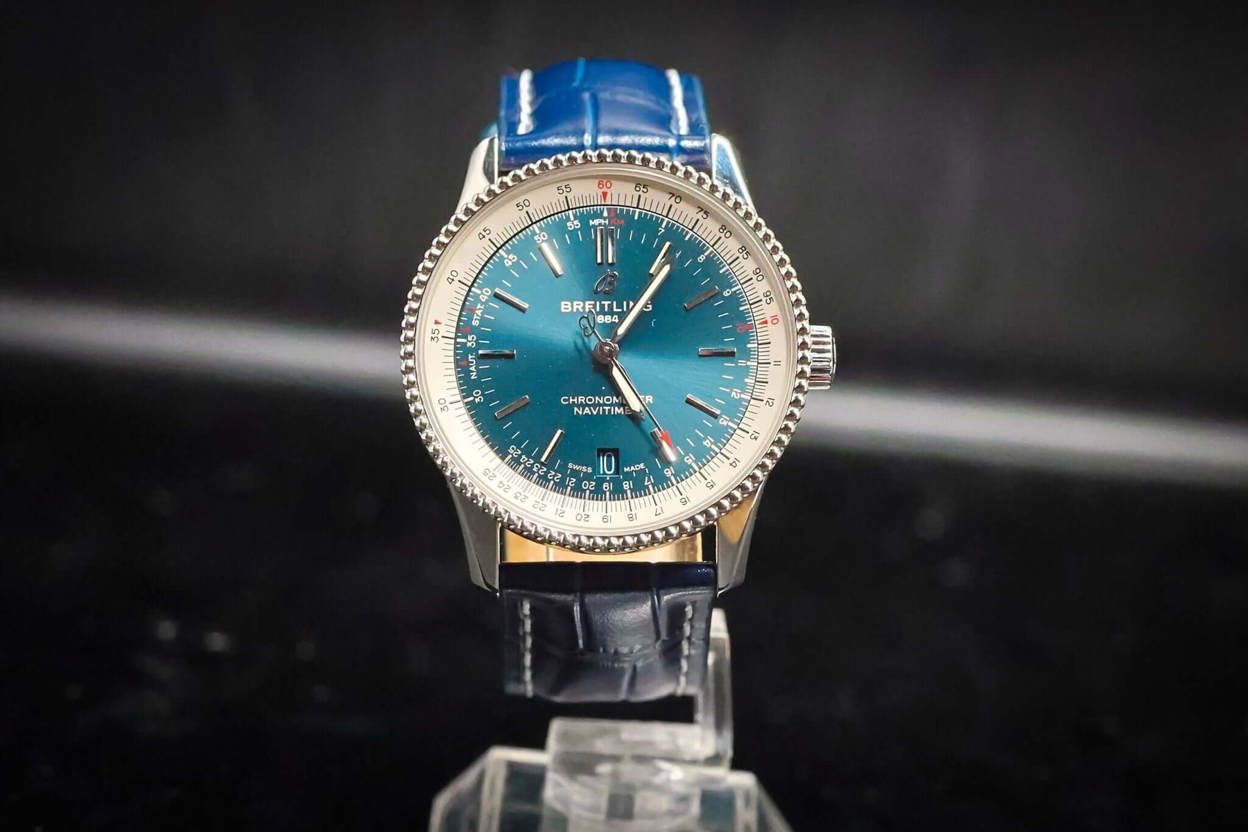 Breitling Navitimer Automatic 41 Blue Dial Ref. A17325211C1P1 – Swiss Luxury Pilot’s Watch on display