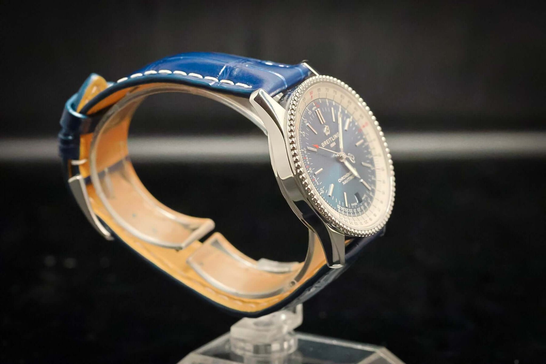 Breitling Navitimer Automatic 41 Blue Dial Ref. A17325211C1P1 – Swiss Luxury Pilot’s Watch side view on display