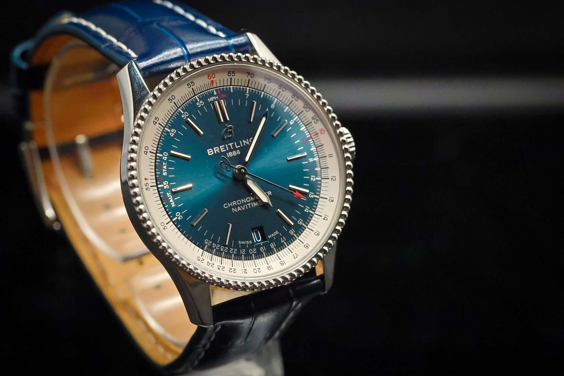 Breitling Navitimer Automatic 41 Blue Dial Ref. A17325211C1P1 – Swiss Luxury Pilot’s Watch on display