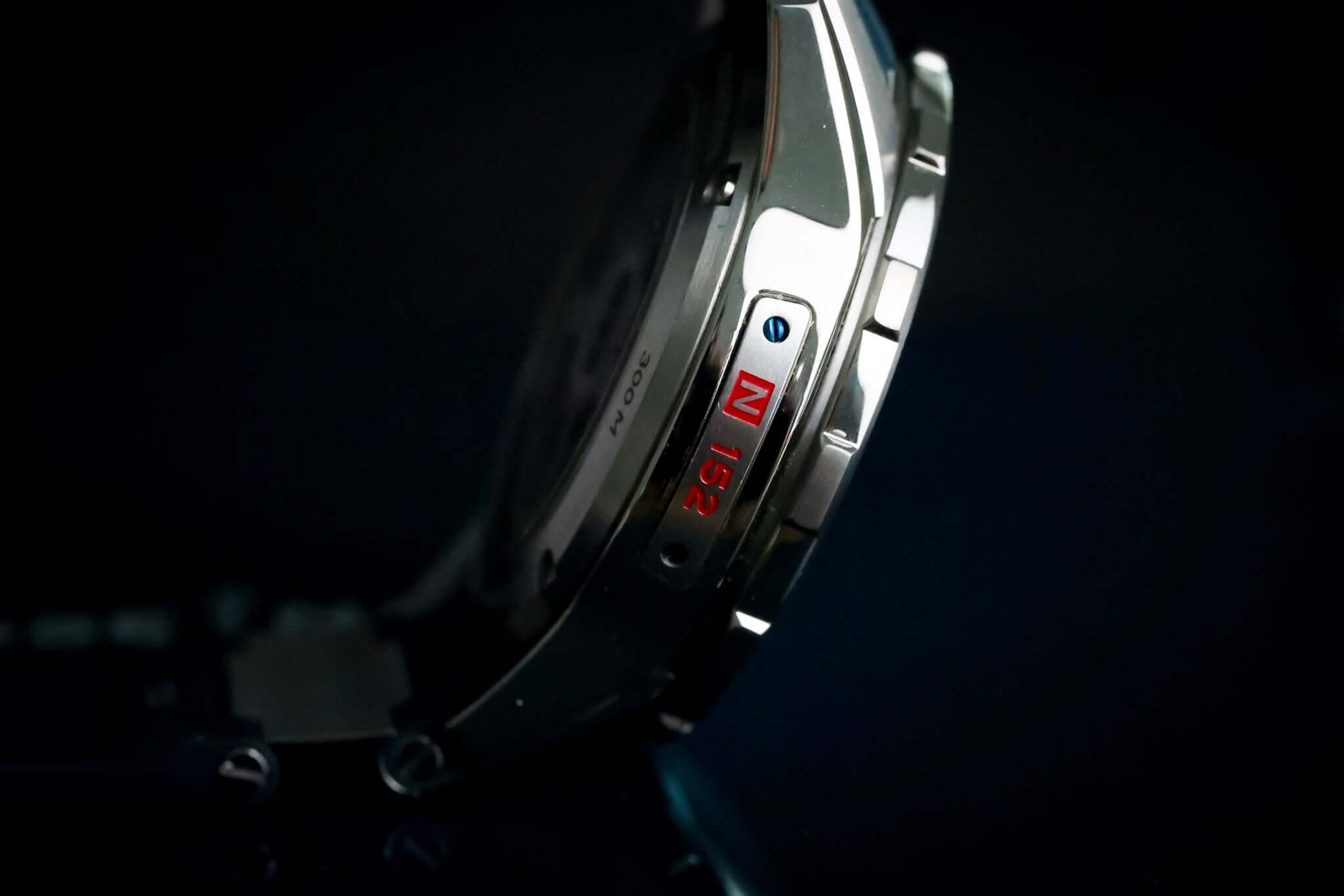 Ulysse Nardin Blue Diver Watch - 1183-170-3/93 side view showcasing stainless steel case detail.