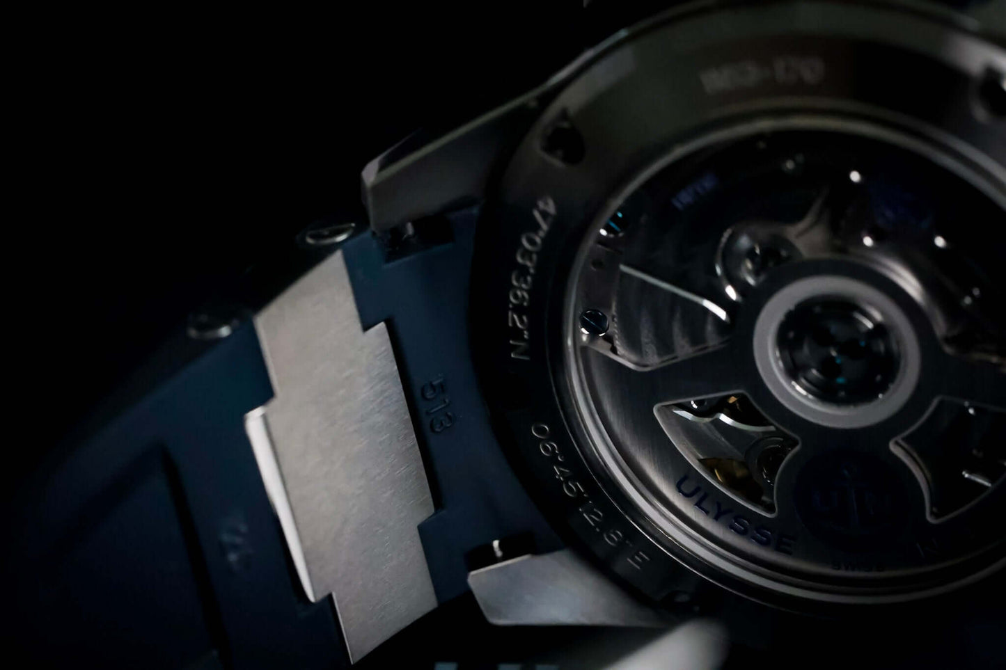 Ulysse Nardin Blue Diver Watch - 1183-170-3/93 showcasing its intricate stainless steel case design.