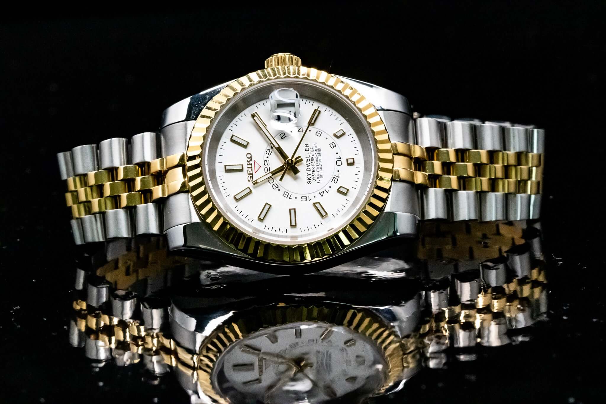 Seiko Mod Sky-Dweller White Watch - Stylish Elegance – Kingdom