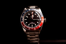TUDOR Black Bay GMT Pepsi Bezel 41mm M79830RB-0003 Automatic Watch Full Set displayed with striking red and blue bezel.