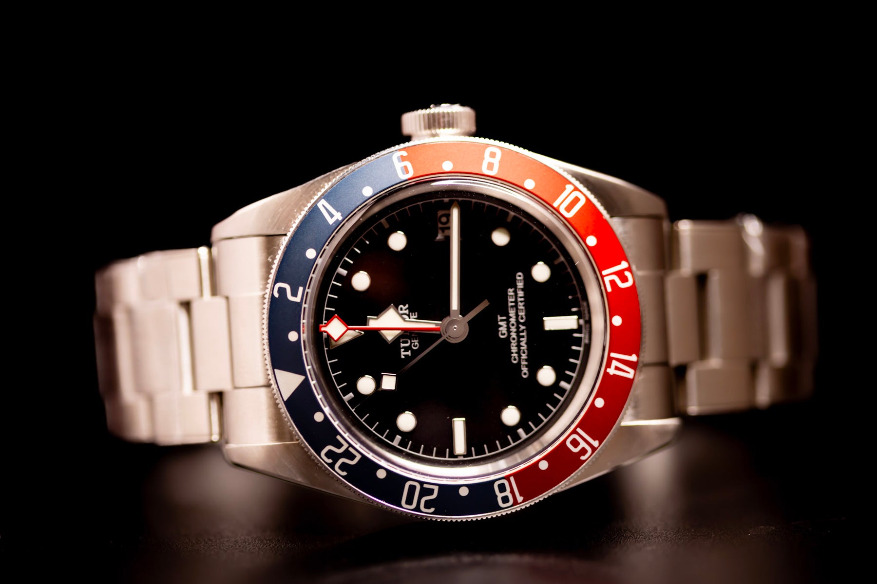 TUDOR Black Bay GMT Pepsi Bezel 41mm M79830RB-0003 Automatic Watch Full Set on black background