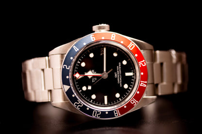 TUDOR Black Bay GMT Pepsi Bezel 41mm M79830RB-0003 Automatic Watch Full Set on black background