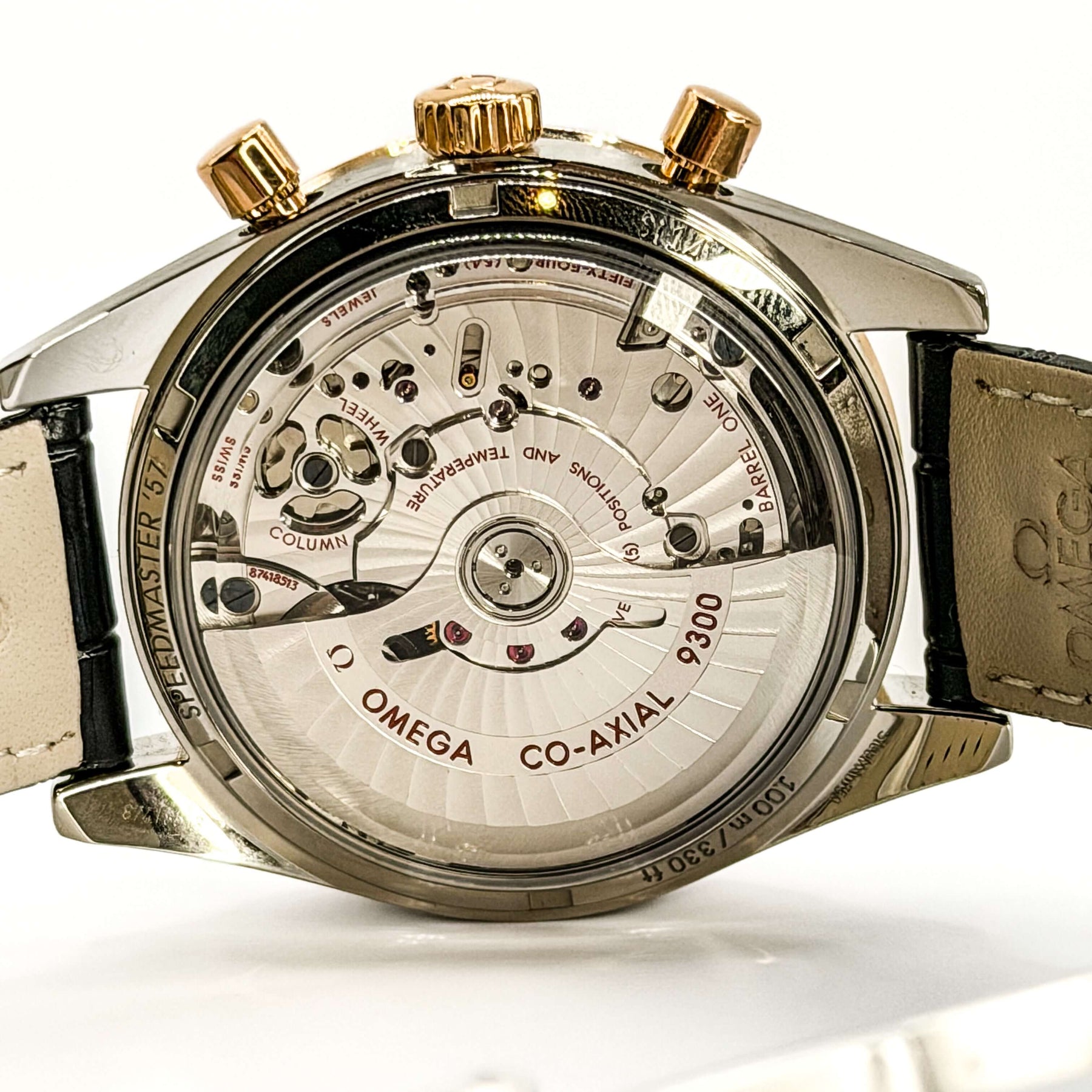 Omega Speedmaster '57 41.5mm Gold and Steel Omega 331.22.42.51.01.001 watch movement with automatic mechanism.