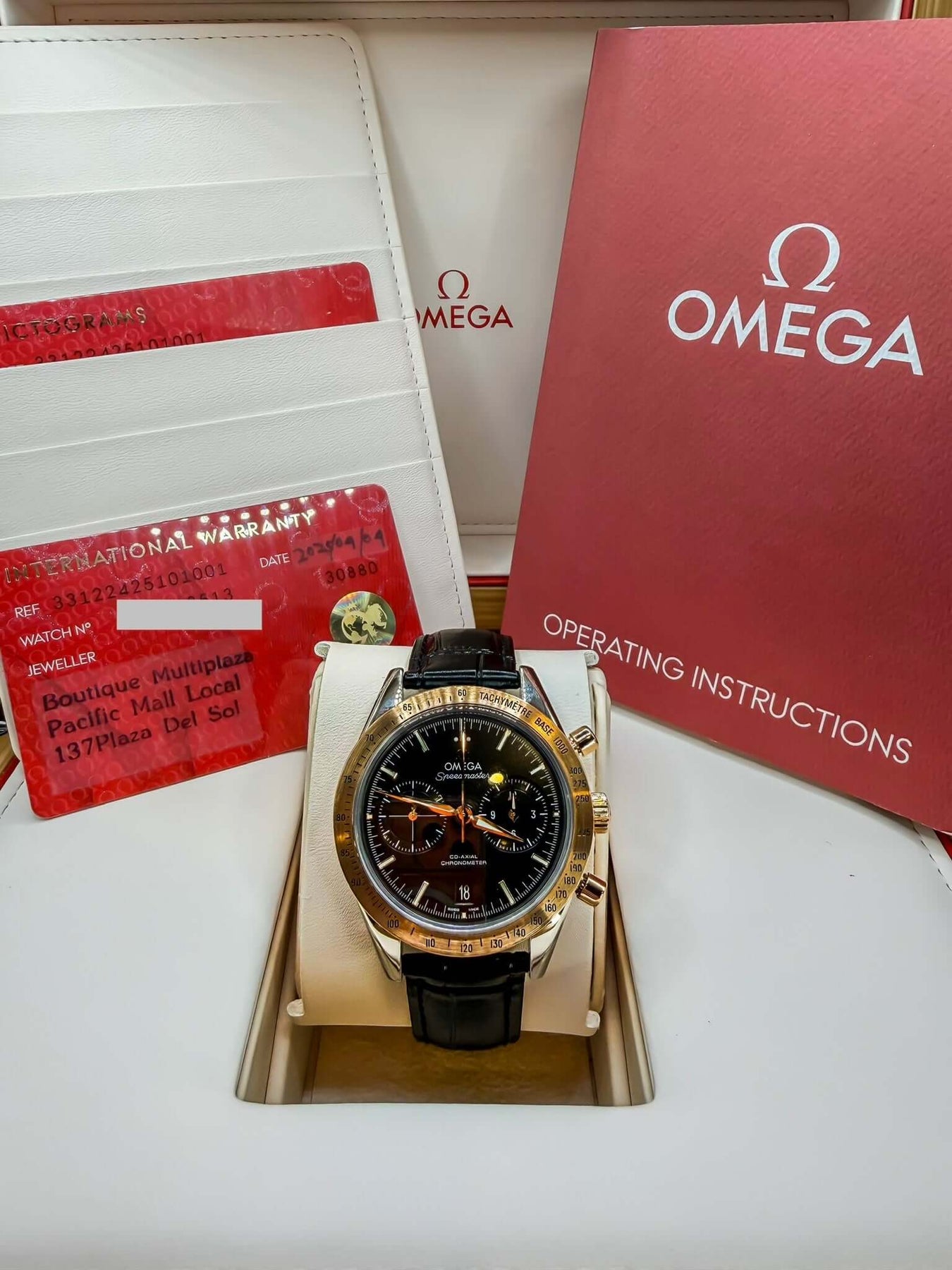 Omega Speedmaster '57 41.5mm Gold and Steel Omega 331.22.42.51.01.001 with warranty and instructions in packaging.