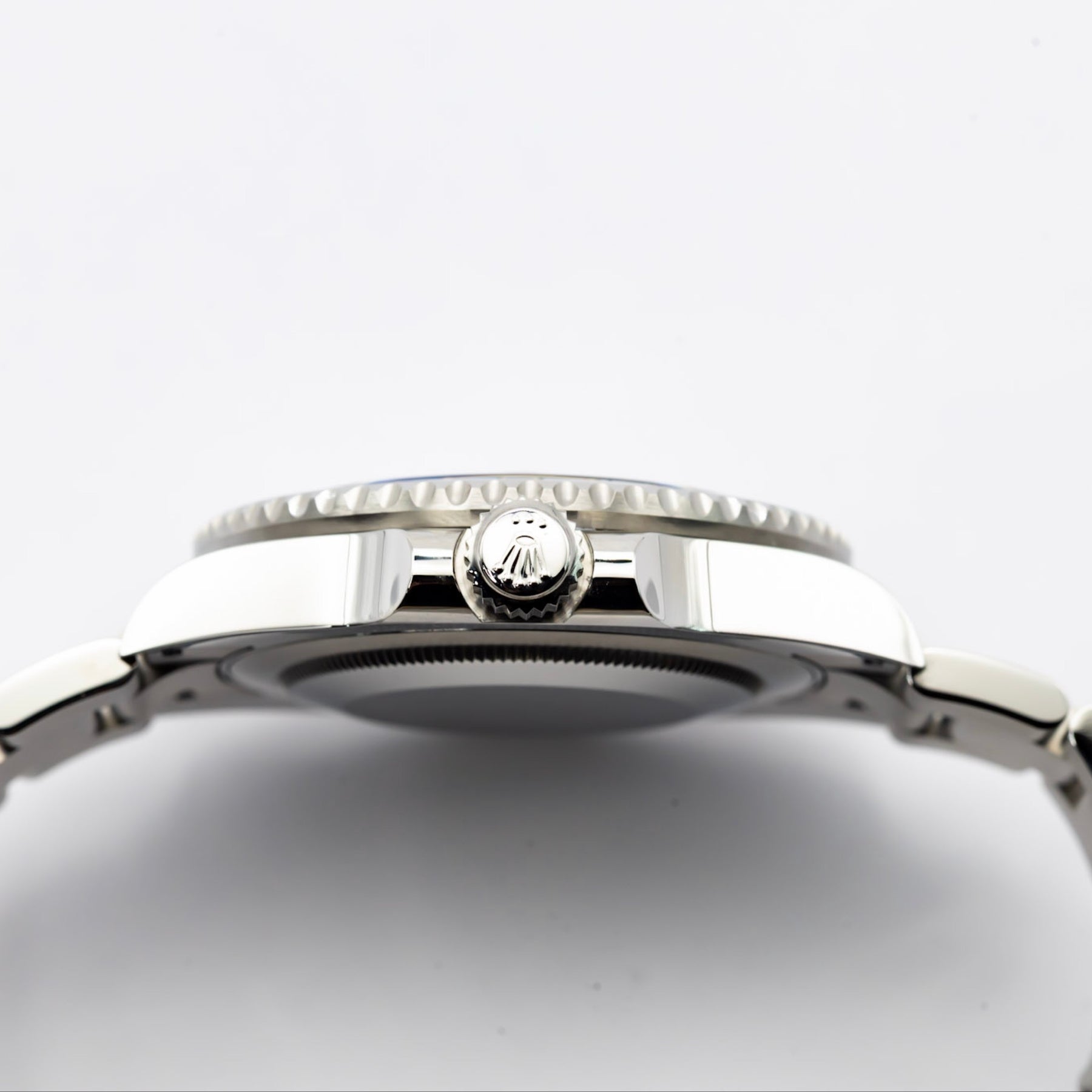 2023 Rolex GMT-Master II Batman side view showcasing the iconic Jubilee bracelet and crown design.