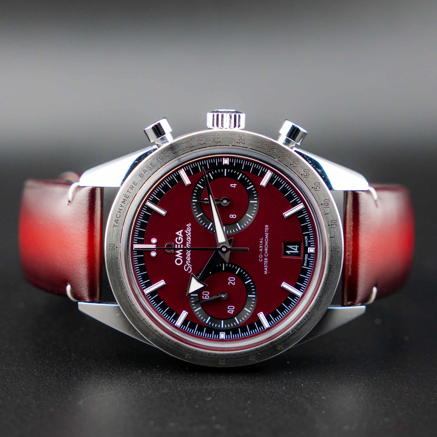 Omega Speedmaster '57 Burgundy full set - striking deep burgundy dial with vintage-inspired design and Co-Axial movement.