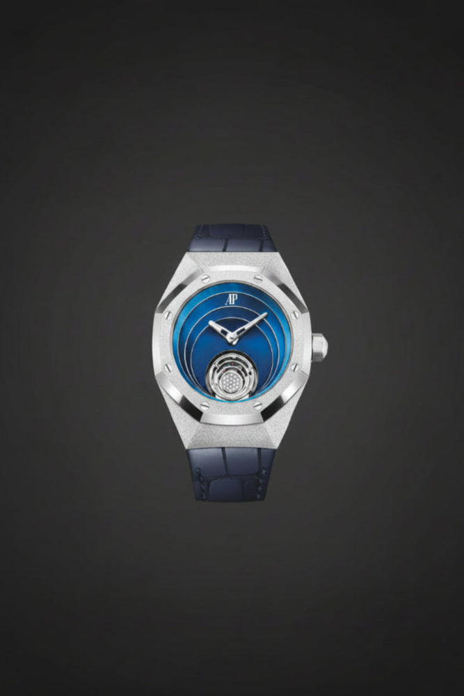Audemars Piguet Royal Oak Concept Frosted Gold Flying 38.5mm Tourbillon White Gold Blue | 26630BC.GG.D326CR.01