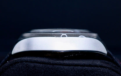 Side view of the 2026 Tudor Black Bay GMT Pepsi watch showcasing its sleek profile and polished case.