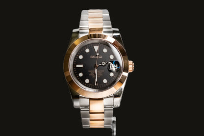Seikomod Black and Gold Two Tone DateJust_Smooth Bezel image 0