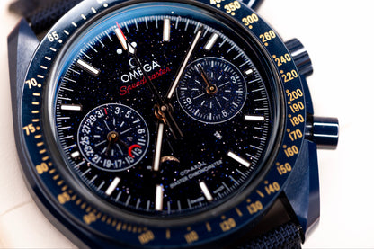 2022 Omega Speedmaster Moophase "Blue Side Of The Moon" Complete Set Ref: 304.93.44.52.03.002