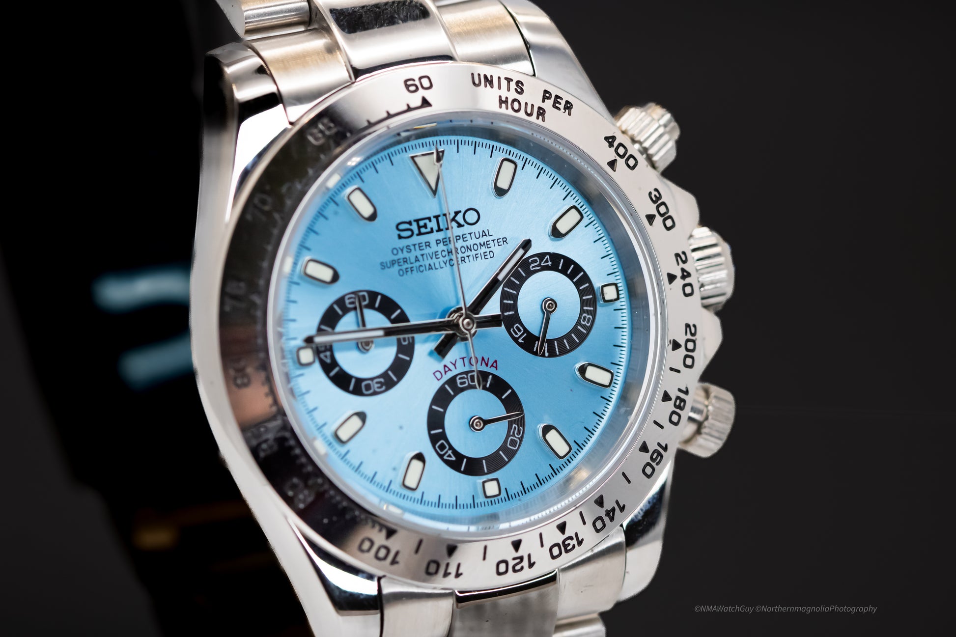 Seikomod Silver Daytona - Ice Blue dial image 3