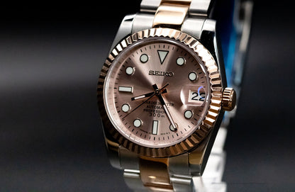 Pink TwoTone DateJust Seikomod image 4
