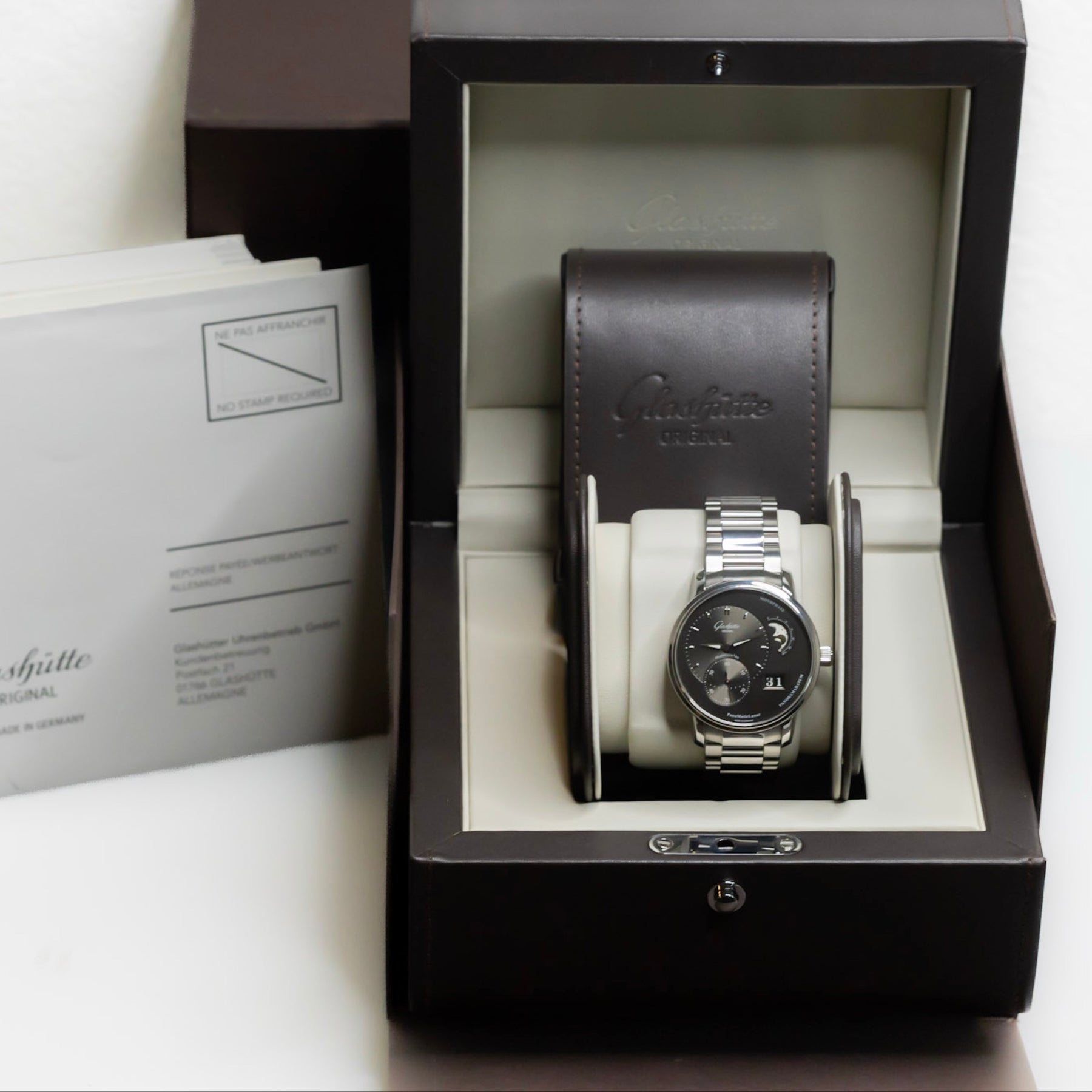 Glashütte Original PanoMaticLunar 1-90-02-43-32-24 Grey Dial 40mm Automatic Big Date