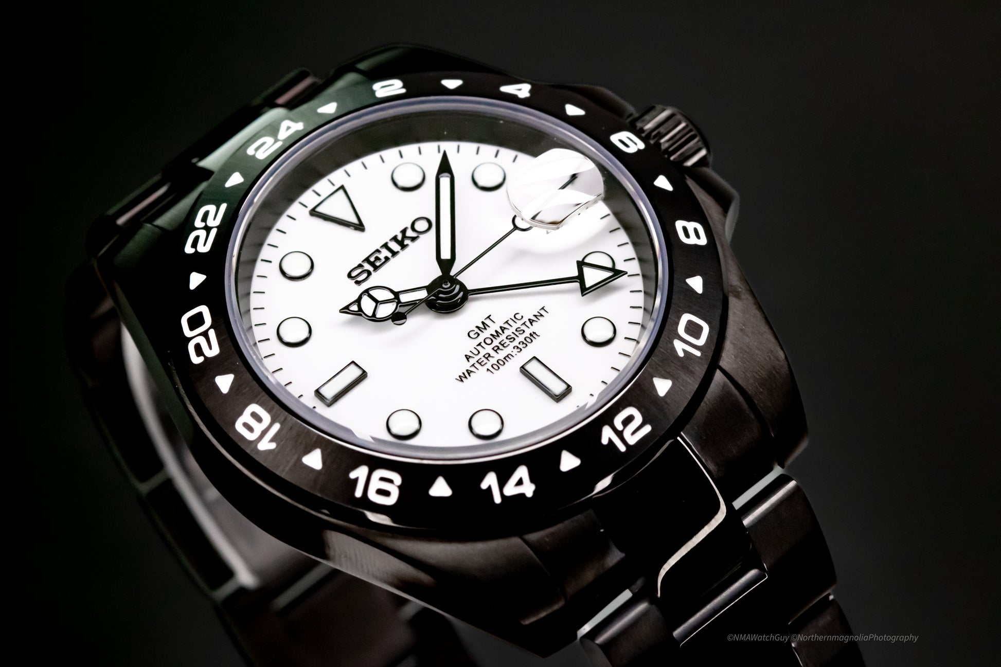 Black Seikomod Explorer II GMT image 5