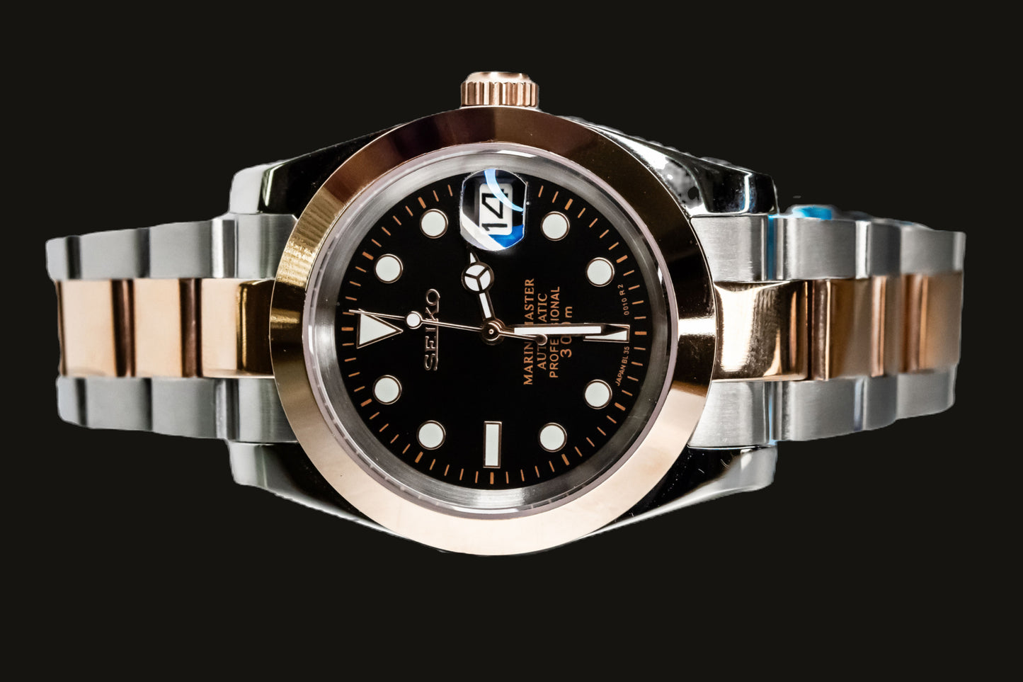 Seikomod Black and Gold Two Tone DateJust_Smooth Bezel image 3