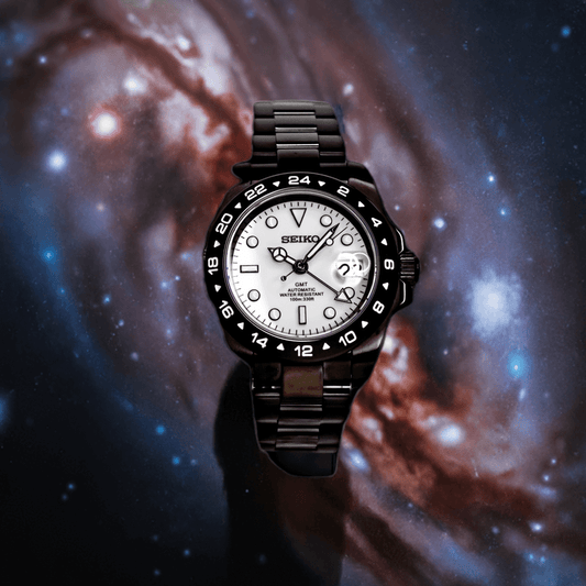 Black Seikomod Explorer II GMT