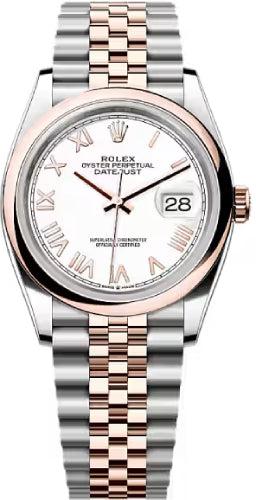 Rolex Datejust 36 Oystersteel Everose Gold White Dial Domed Bazel Jubilee Bracelet - 126201 - 2026